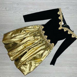 Vintage scott McClintock gold & black velvet dress costume cosplay / metallic 4